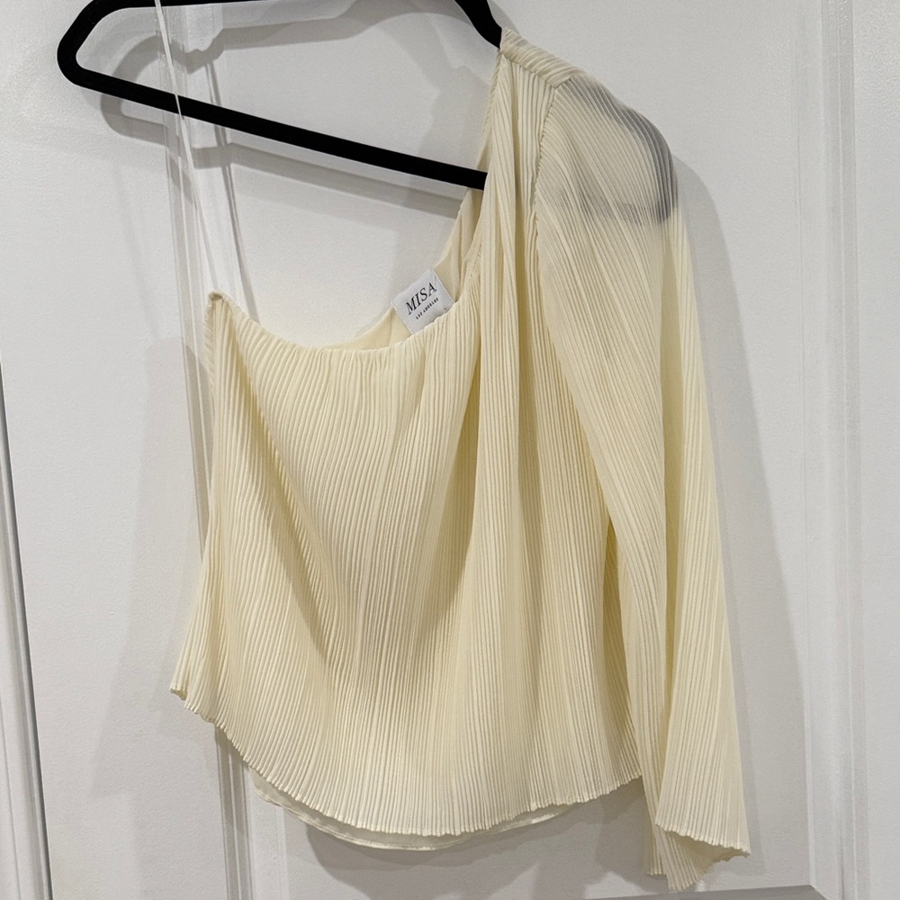 Misa Los Angeles Cream Pleated Blouse